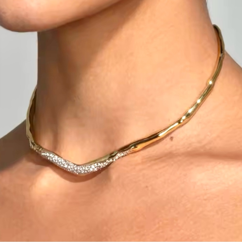 NEW Skinny Collar Necklace Crystal Pavé Gold CZ Alexis Bittar STYLE F28
